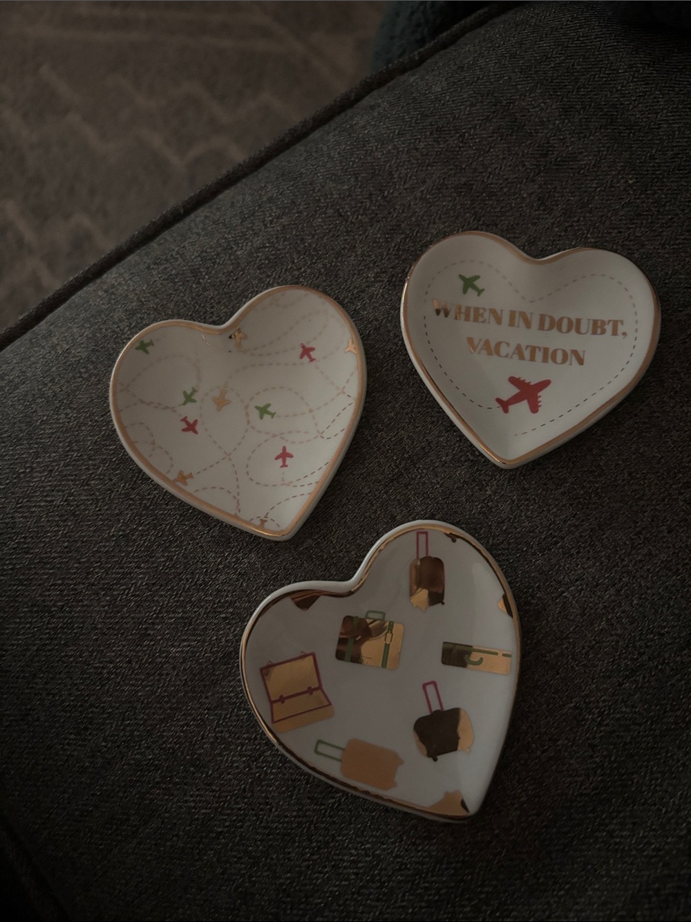 Heart-Shaped Trinket Dishes - Travel Print by JT Rose